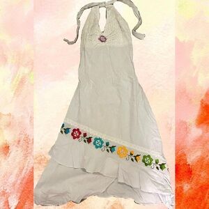 handmade GORGEOUS embroidered halter dress